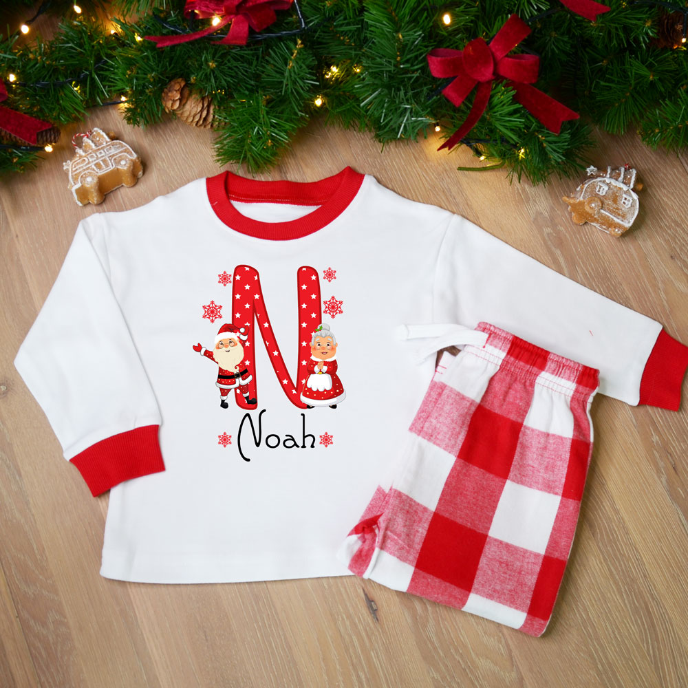 Personalised Kids Christmas Pyjamas-Initial