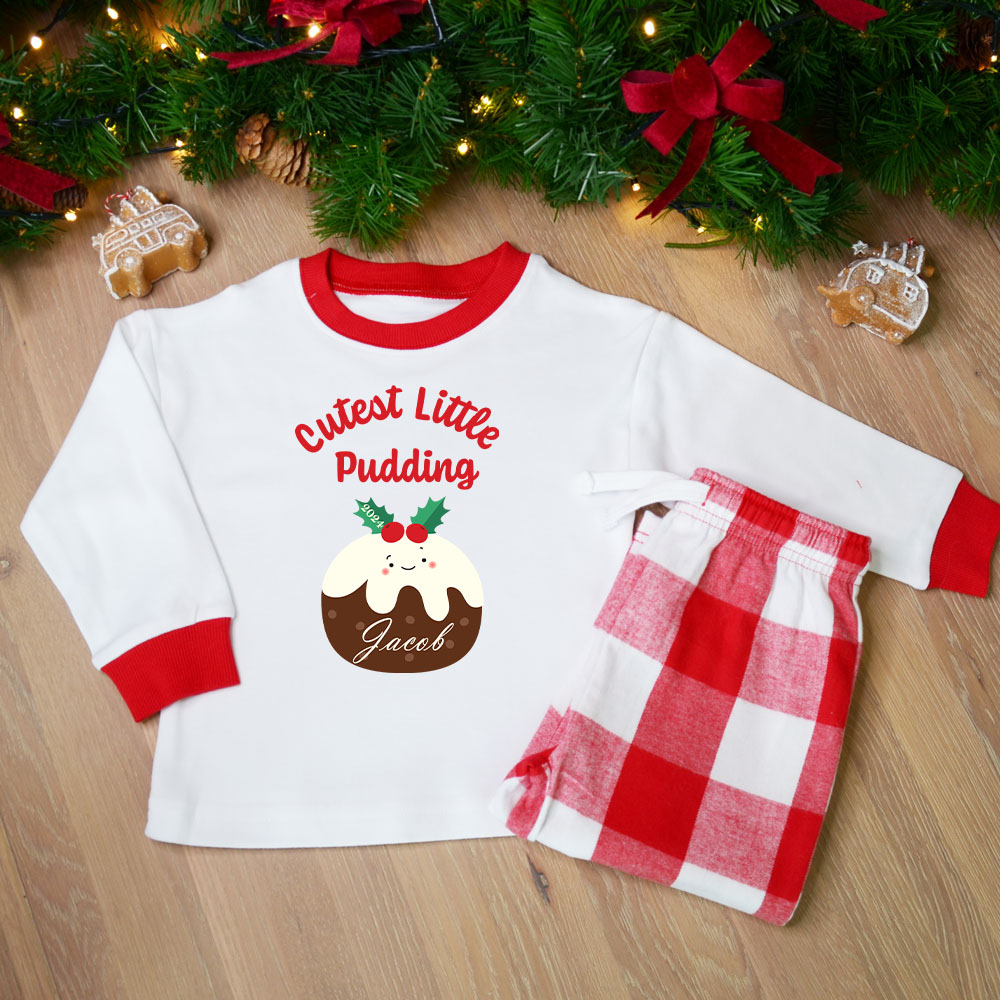 Personalised Kids Christmas Pyjamas-Cutest Pudding
