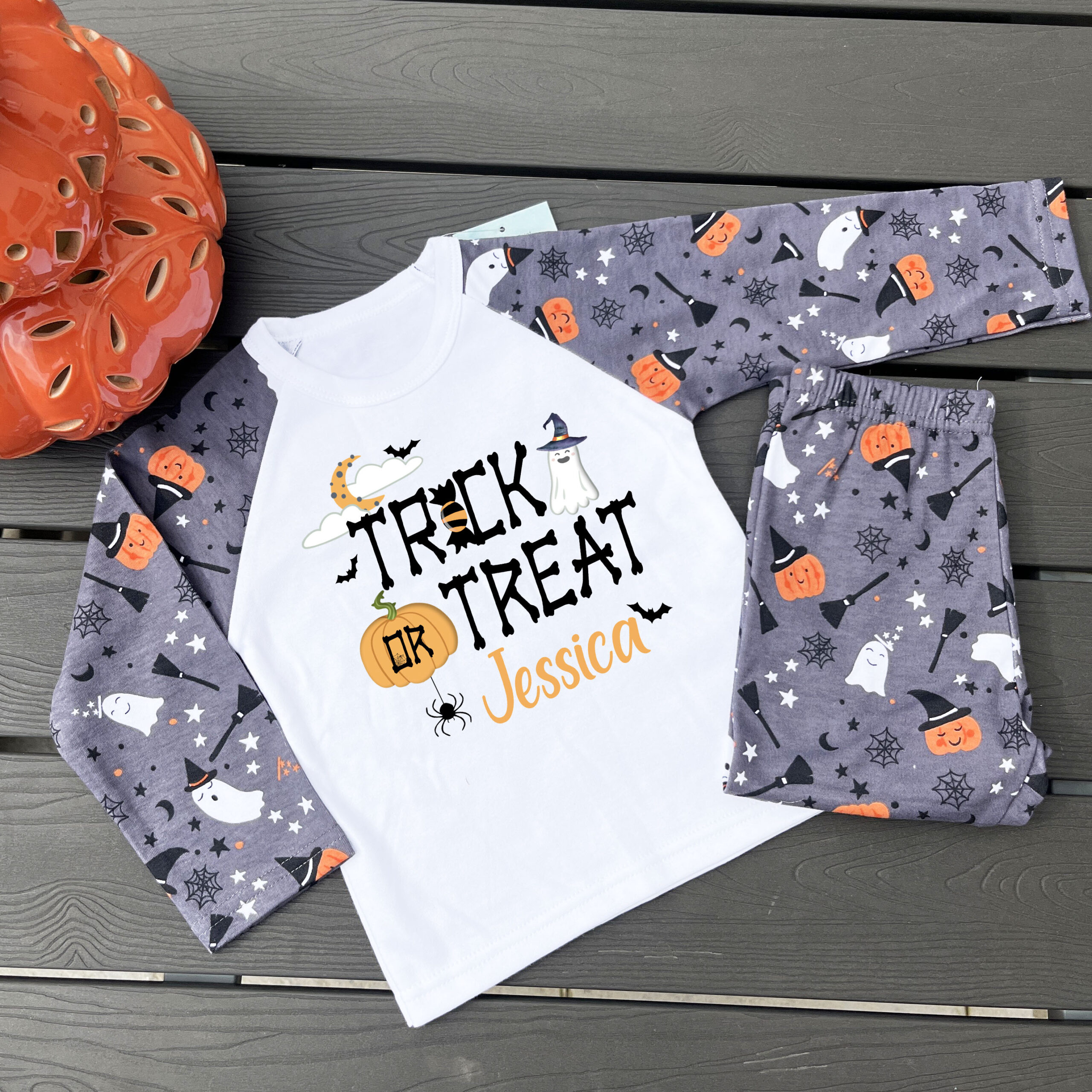Personalised Kids Halloween Pyjamas-Trick Or Treat