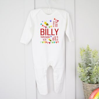 Personalised Baby Grow-Colourful All Details Bee