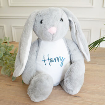 Personalised Embroidered Teddy-Nova Grey Bunny (Different Thread Colours)