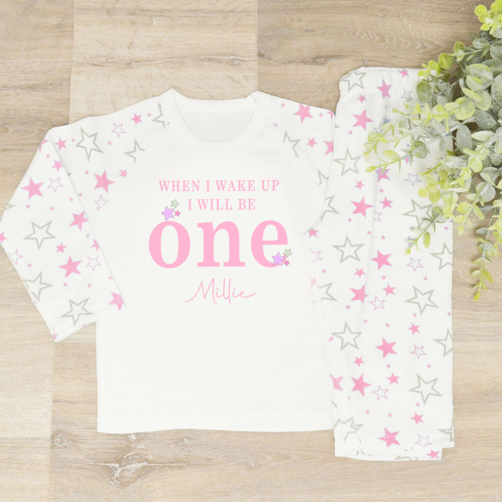 Personalised Kids Pyjamas-When I Wake Simple (Pink)